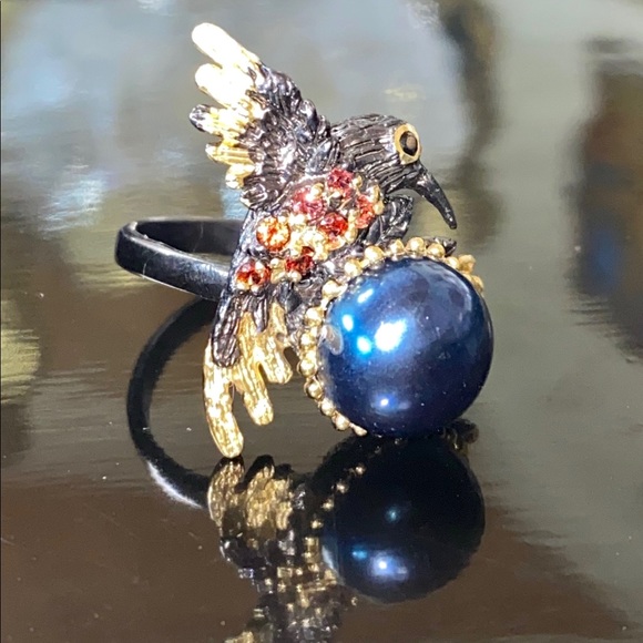 Adorable Genuine Black Tahitian Pearl Ring - Picture 4 of 17